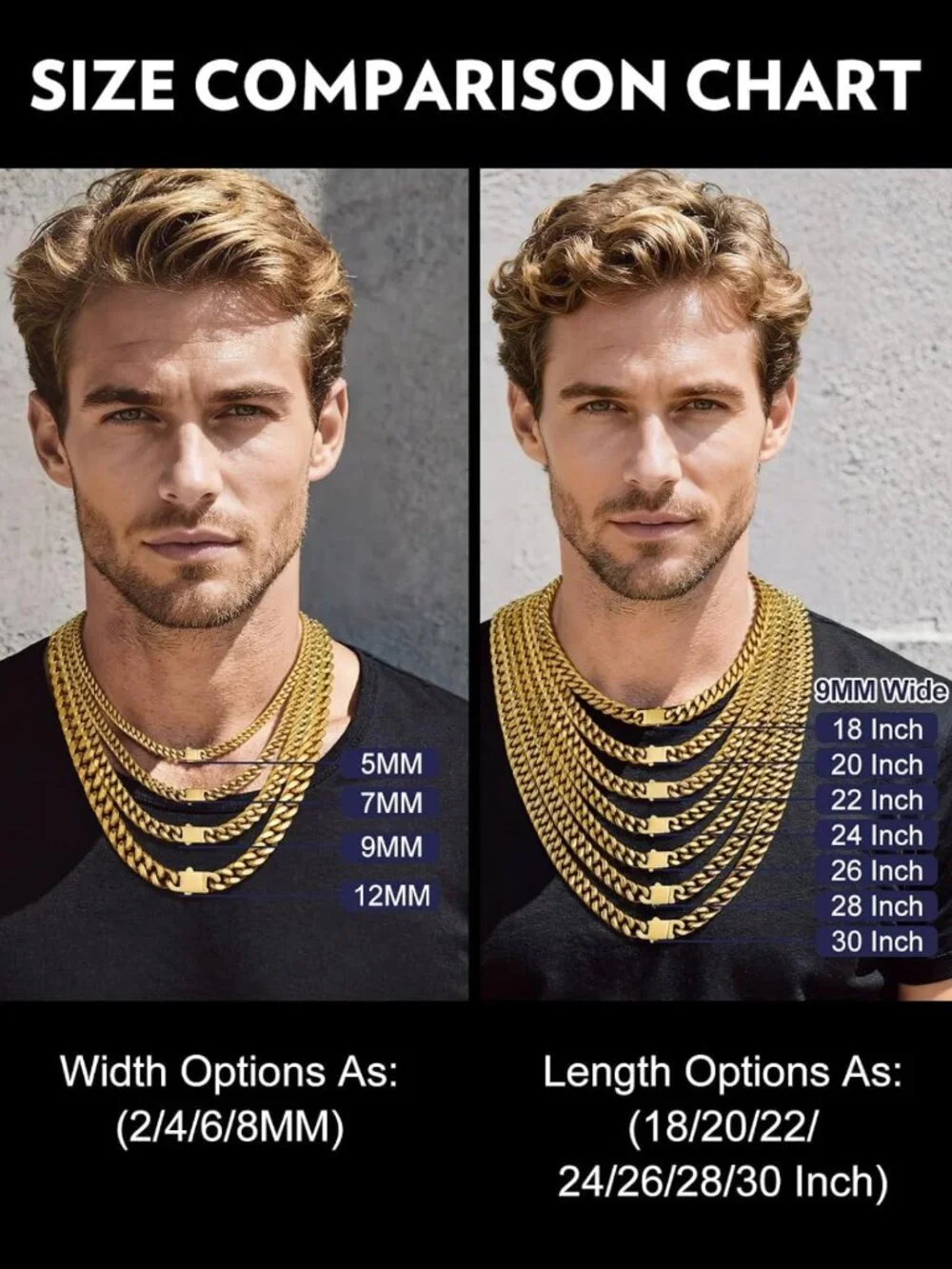 Men's Premium Solid Stainless Steel Miami Cuban Link Chain Necklace - 24